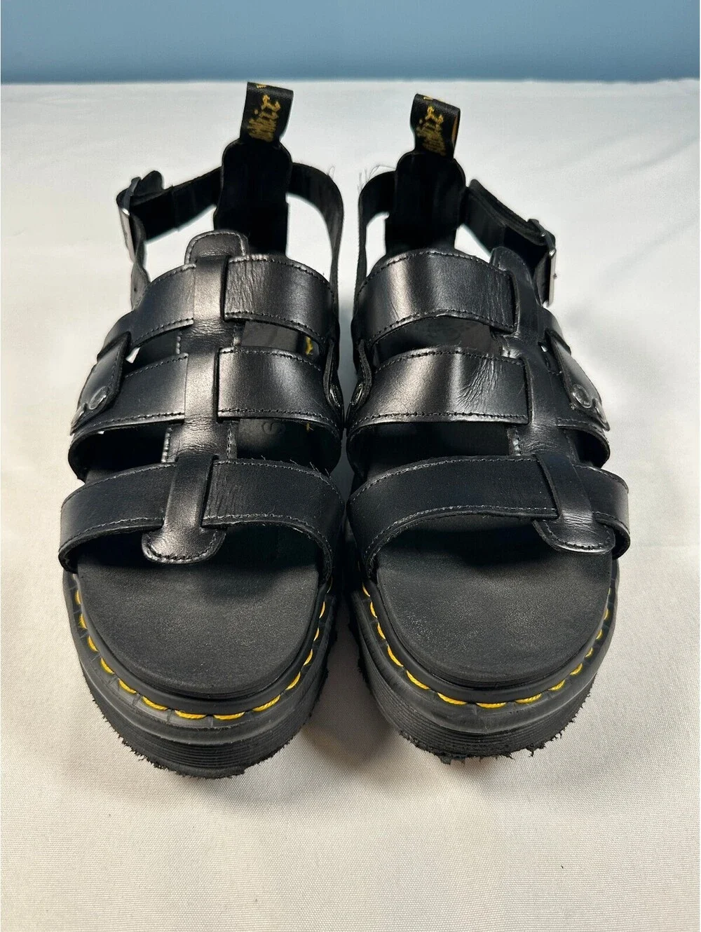 Dr Martens Terry Black Leather Gladiator Platform Sandals Men's 12 Women's 13